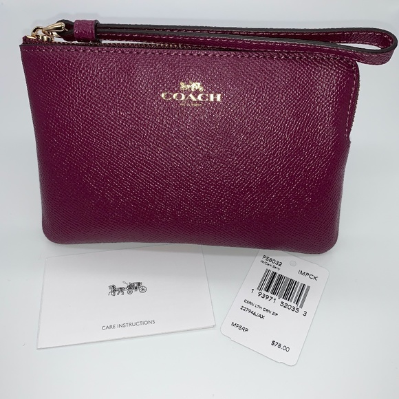 Coach Corner Zip Wristlet - Dark Berry - Picture 3 of 8